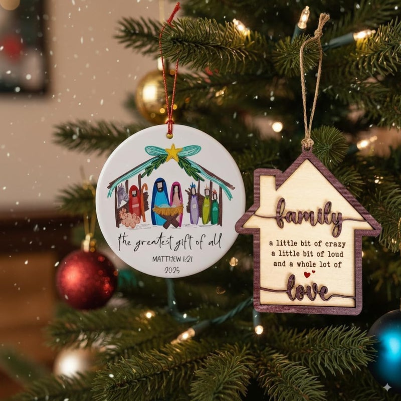 NELXI Family Ornament, Family Christmas Ornament, Christmas Ornaments 2025 – Wooden House-Shaped Holiday Keepsake, Funny Quote Gift, A Whole Lot of Love Tree Decoration, Home Themed Ornament - Image 5